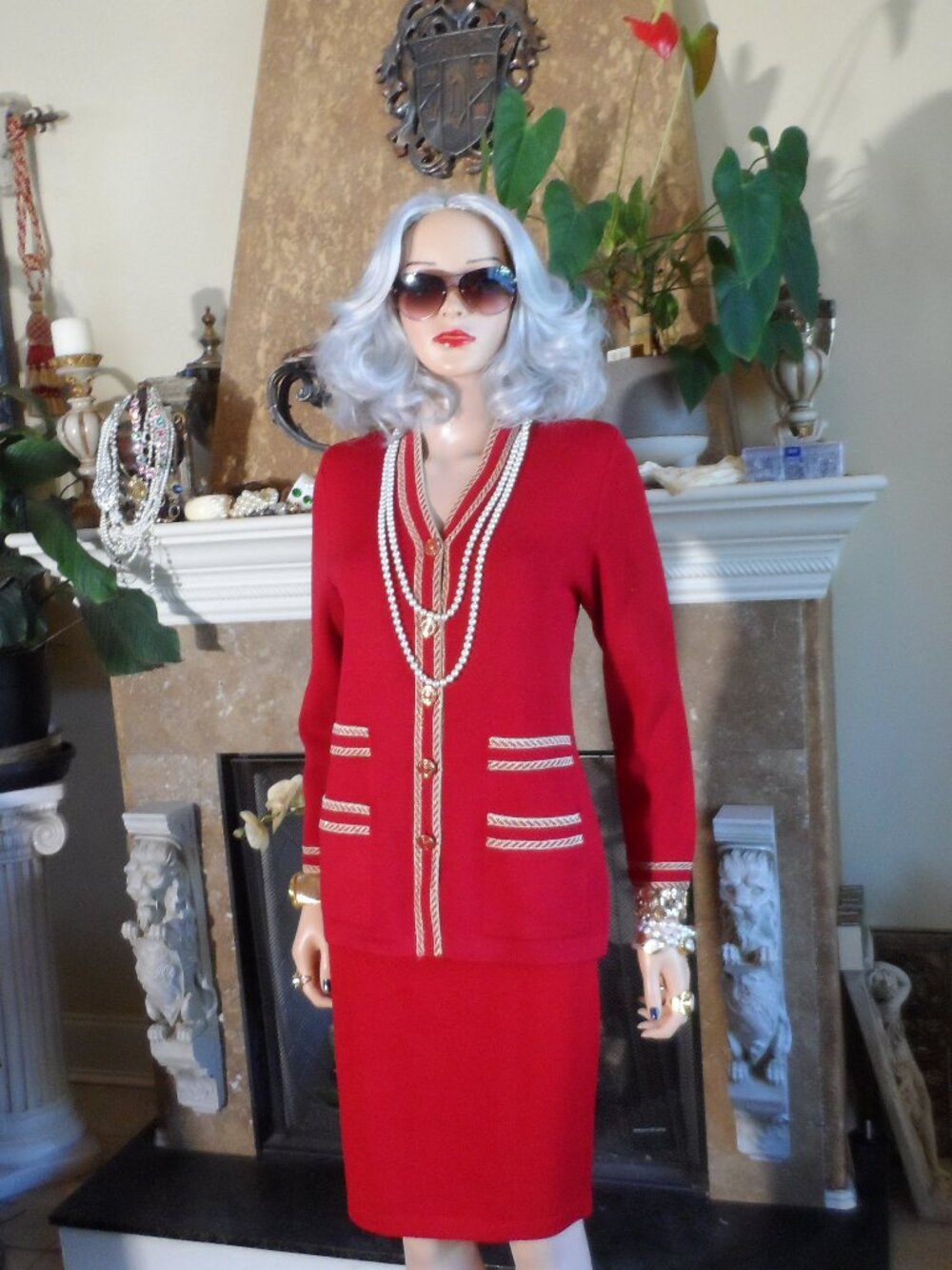 St. John Collection Russian Red Santana Knit Skirt Suit NWT Size 2 & 4
